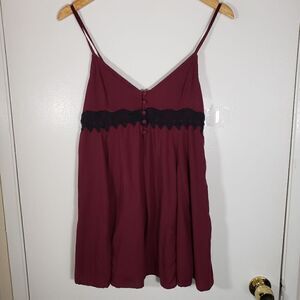 Urban Outfitters Burgandy Babydoll Sleeveless Goth Mini Dress Size XS